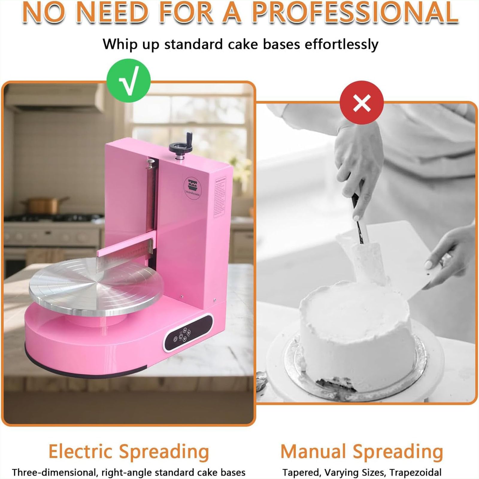 Máquina automático para esparcir Crema para Pasteles de 4 a 12 Pulgadas Ideal para Pastel de cumpleaños Pan Crema y Mermelada para Decorar Pasteles con Pantalla LCD,002