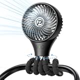 Baby Stroller Fan, Oscillating Mini Portable Fan, 3 Speeds Battery Operated Flexible Tripod Clip on for Car Seat Crib Travel