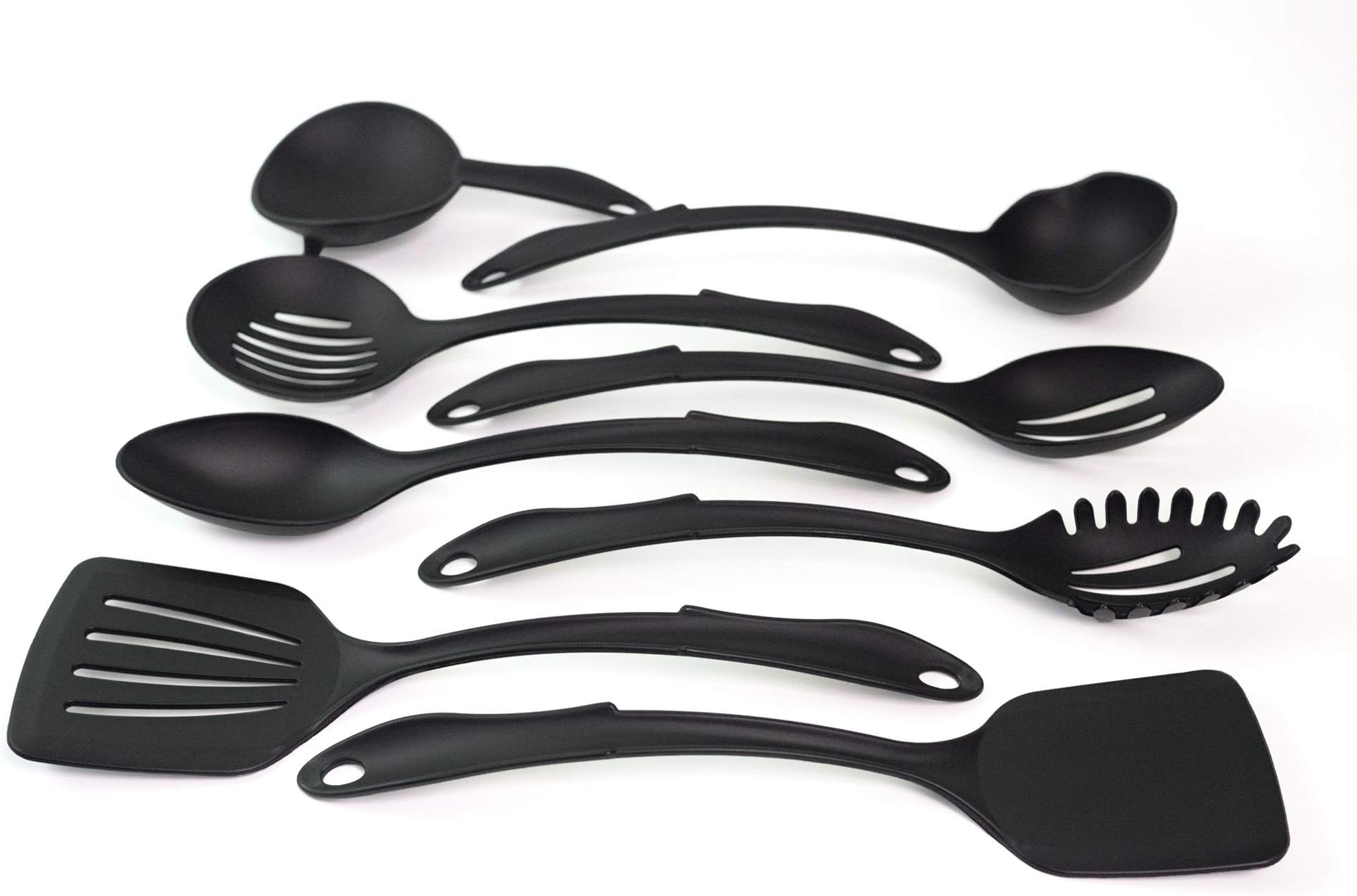 Kitchen Utensil Set Made in USA, 8 Best Kitchen Utensils - Nonstick Cooking Spatula,Nylon Kit, Solid Turner, Slotted Turner, Slotted Spoon, Basting Spoon, Strainer, Spoon Rest, Ladle, Pasta Server
