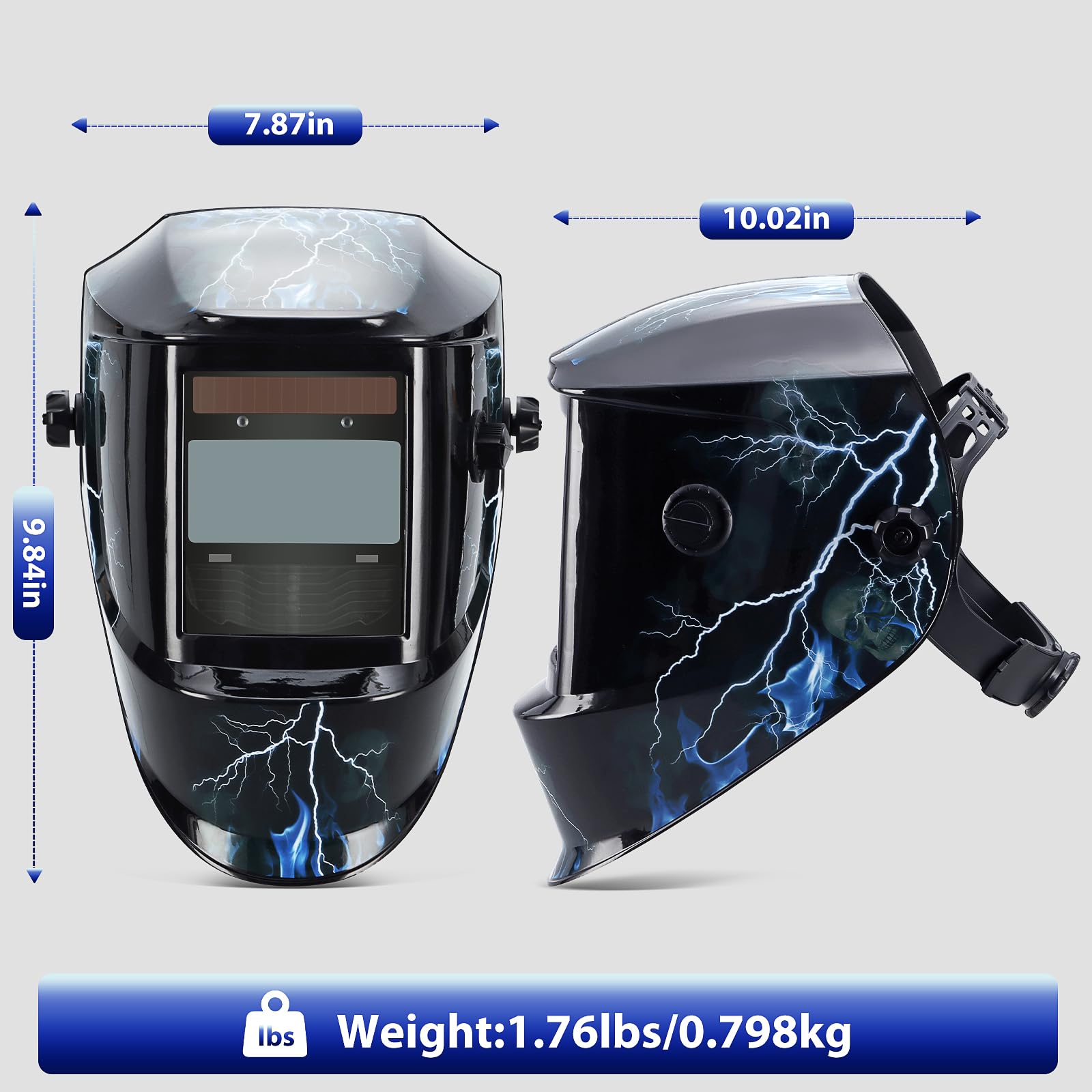 Pantalla amplia de visión grande de 3.94 x 1.93 pulgadas, funciona con pilas solares, 4/9-13 para TIG MIG ARC Cool Welder Mask Hood Helmet