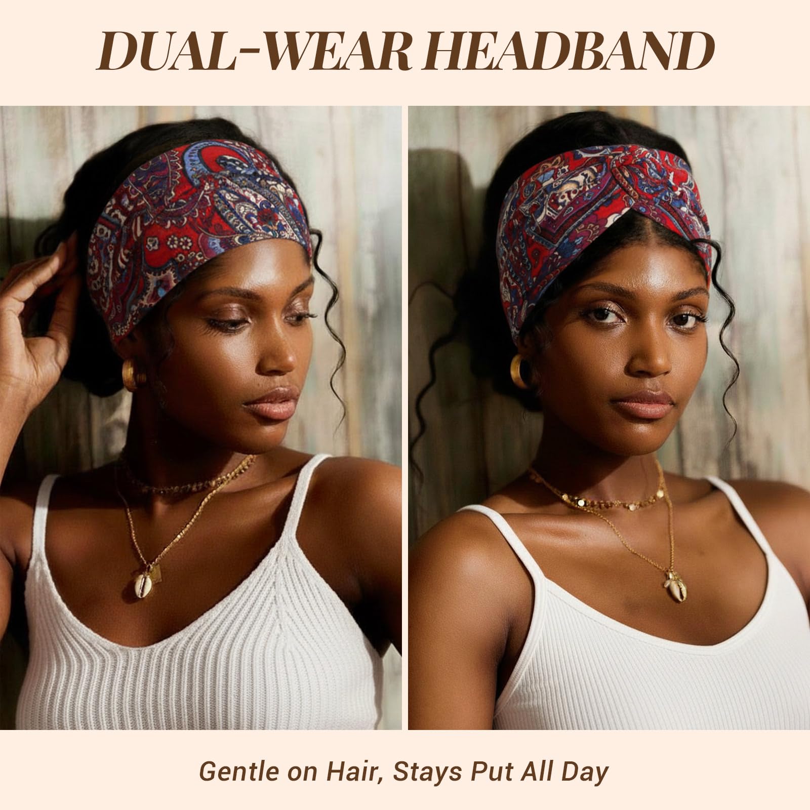 8 Pk 7.08 Inch Wide Turban Headbands Non-Slip Moisture-Wicking Workout Sports Amazon.com : Awumbuk Wide Headbands for Women, 7.08 Inch  main image 3