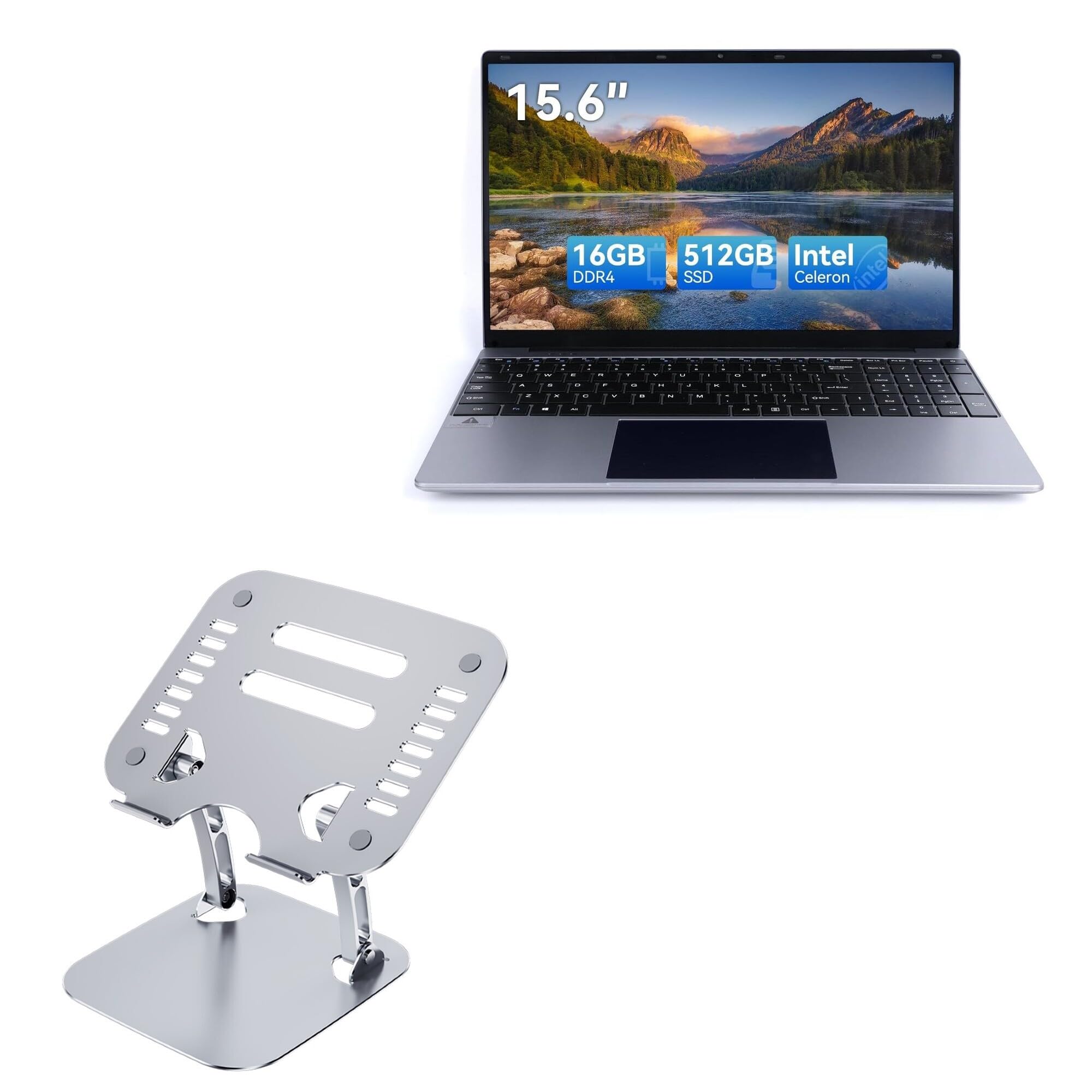 BoxWave Stand and Mount Compatible with Chicbuy CB-LT1505-GP Laptop (15.6 in) - Executive VersaView Laptop Stand, Ergonomic Adjustable Viewing Angle Metallic Riser - Metallic Silver