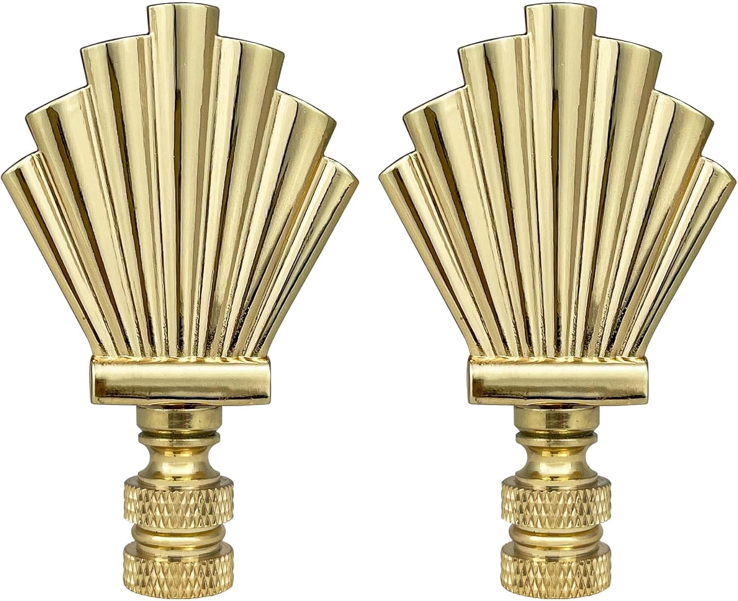 Royal Designs Art Deco Motif 3" Lamp Finial for Lamp Shade, Polished Brass