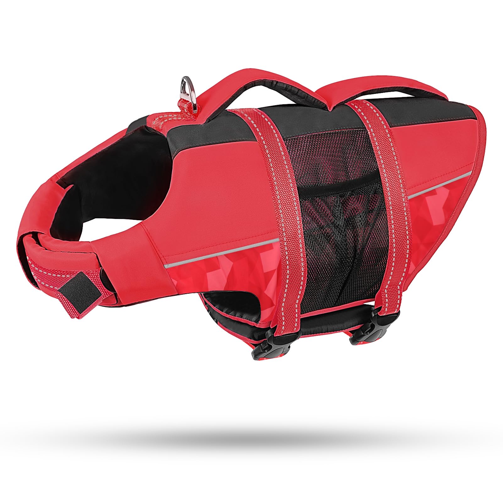 CITÉTOILE Giubbotti di Salvataggio per Cani, Regolabile Salvagente per Animali con Manico, Costume da Bagno di Sicurezza in Acqua per la Vela in Piscina Sulla Spiaggia, Rosso, L