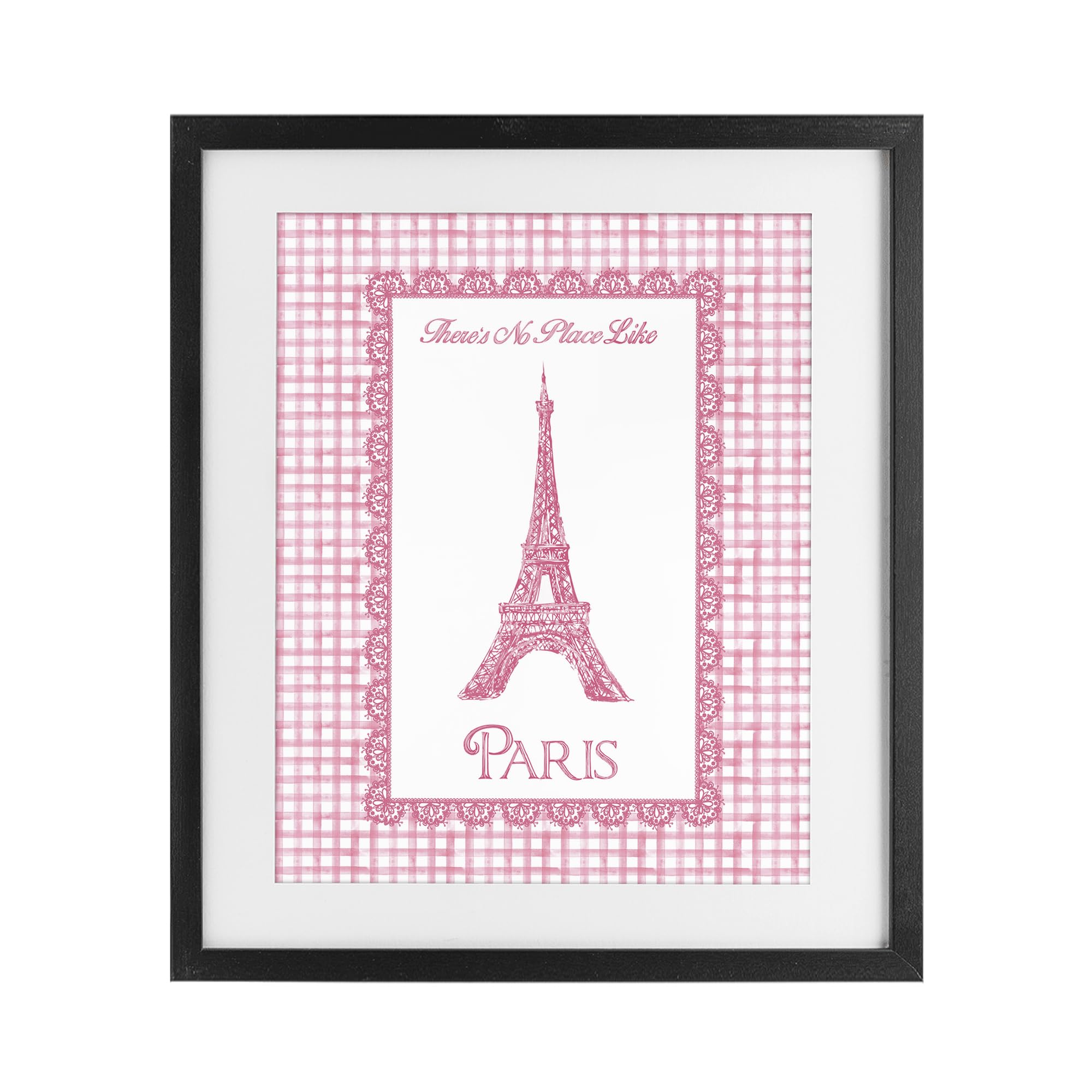 'No Place Like Paris Pink Lace'| Framed Print Under Glass