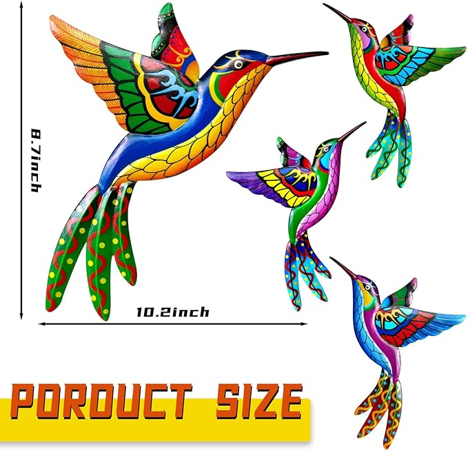 Decoración de Pared de Metal ZYP, Pájaros de Jardín 3D Colgantes miniatura 3