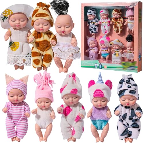 Wekvgz 8 muñecas de bebé Reborn de 4 pulgadas realistas realistas con ropa y sombrero juguete para niñas niños y niños mayores de 3 años como
