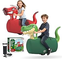 POVRYE 2-Pack Giant Inflatable Dinosaur & Bull Bouncy Hoppers with Pump - 220lbs Ride-On Toys for Kids Ages 5+ Indoor/Outdoor Fun