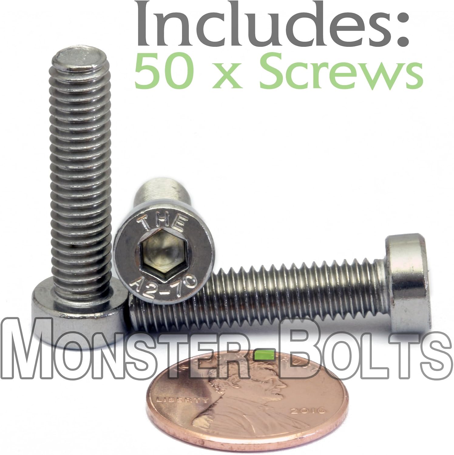 MonsterBolts - M6 x 25mm Low Head Socket Screws, DIN 7984, Stainless Steel, 50 Pack