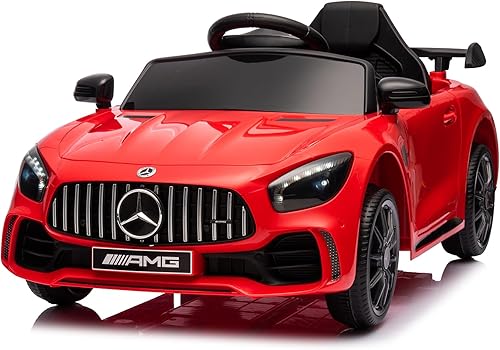 Auto deportivo Mercedes-Benz de 12 V, 4.5 Ah con control remoto de 2.4 G, auto deportivo con bocina, reproductor de música, pantalla de voltaje,