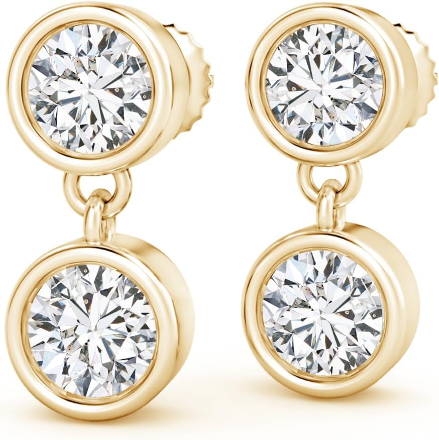 Two Stone Lab Grown Diamond Dangle Earrings in 14k Solid Gold/Silver | April Birthstone Jewelry, Wedding, Valentine, Birthday, Anniversary, Christmas Gift For Women
