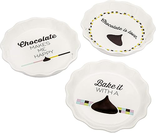 Godinger Hershey's Kisses - Juego de platos pequeños para tartas, porcelana para servir para hornear, utensilios de cocina de horno de 6 pulgadas,