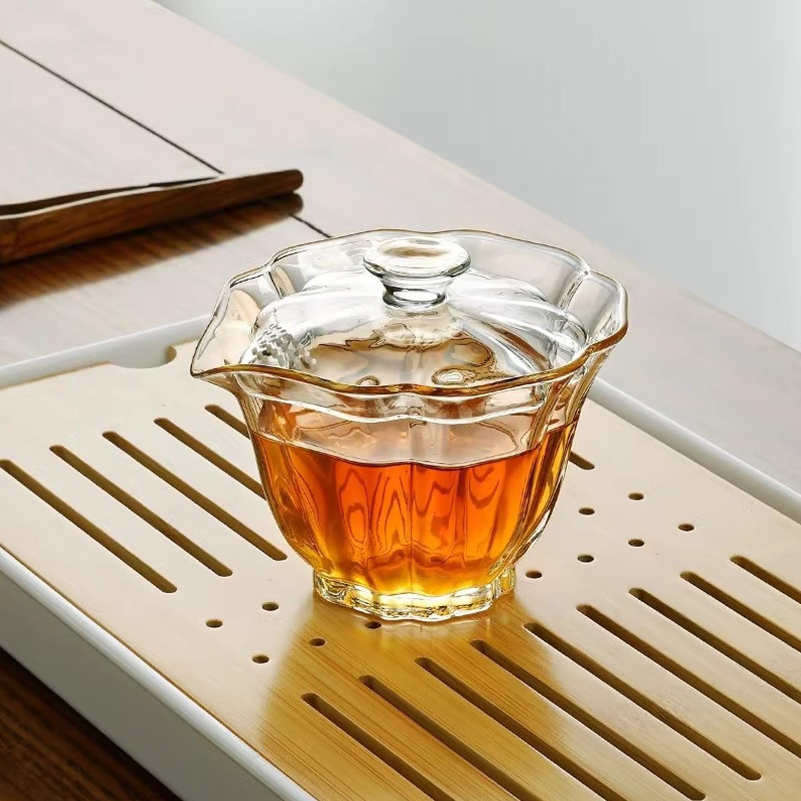 Zkbszn Glass,Office Relaxations Gaiwan Teas Cup and Explosions Proof Glass Cup Set Suitable for Home Office