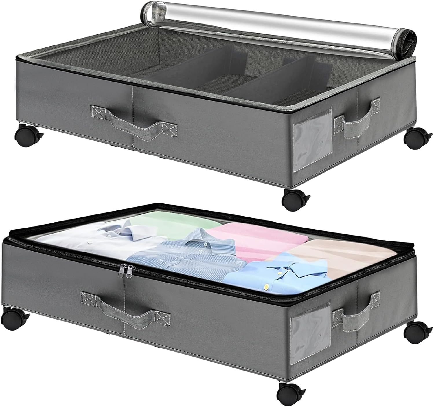 Losbenco 60L Under Bed Storage Containers with Wheels, 2