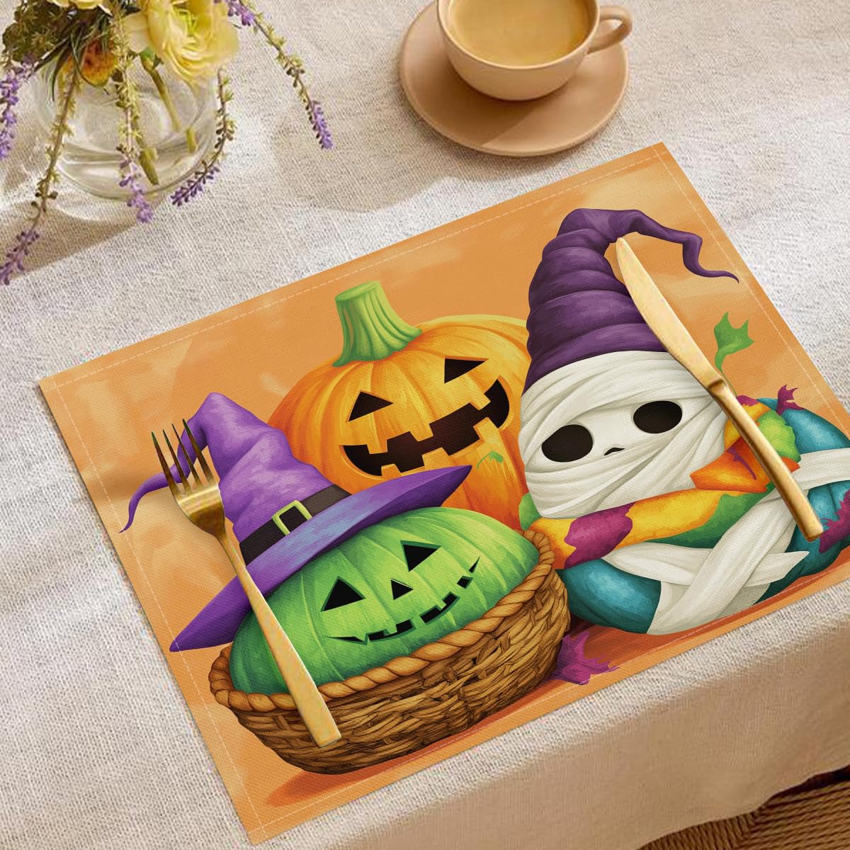 Sets de table Halloween 30x45 cm lavables pour protéger la table des enfants