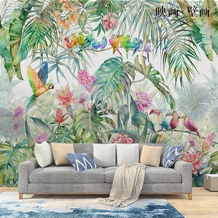 Nordic Dipinti A Mano Piante Tropicali Fiori E Uccelli Carta Da Parati Giungla Pappagallo Soggiorno Tv Sfondo Senza Soluzione Di Continuita 300 210cm Amazon It Fai Da Te