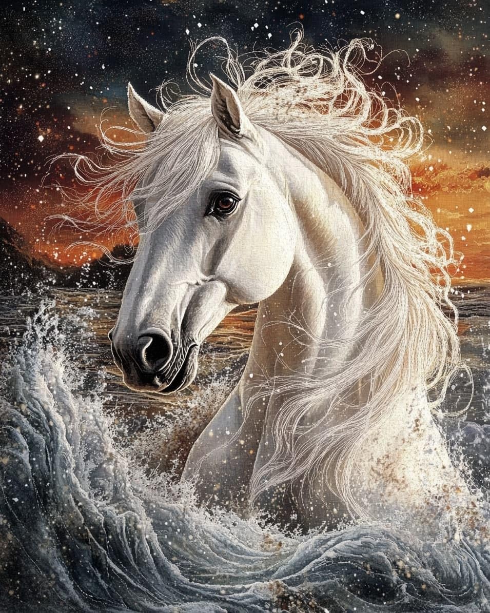 WallustrioaW 11CT Stamped Cross Stitch Kits,Galloping Horse,DIY Cross Stitch Ornament for Adults Beginners,Embroidery Kits Home Decor,40x50cm