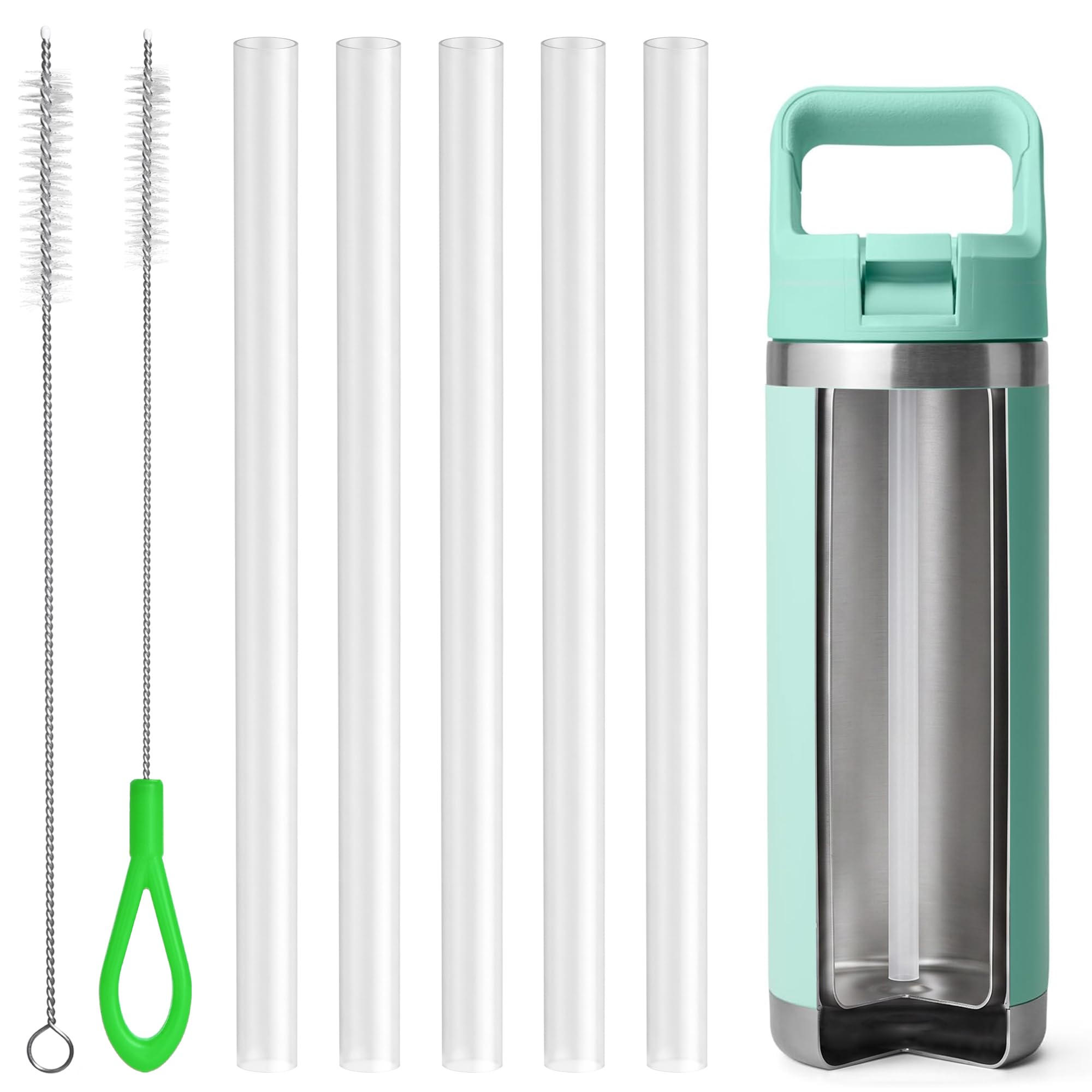 Straws Replacement for Yeti Rambler 18 oz Water Bottle - 5 Pcs, Clear