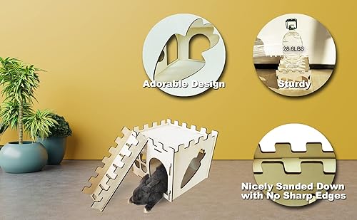 Miniatura 7 de HIIMALEX Castillo de conejito extra grande y resistente para conejos de interior, casa de juegos con escaleras, bordes redondos, hábitats