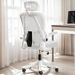 Ergonomic Office Chair - White | Adjustable High Back Mesh Desk Chair with Lumbar Support,Flip-Up Arms | Home Office,Gaming,Study
