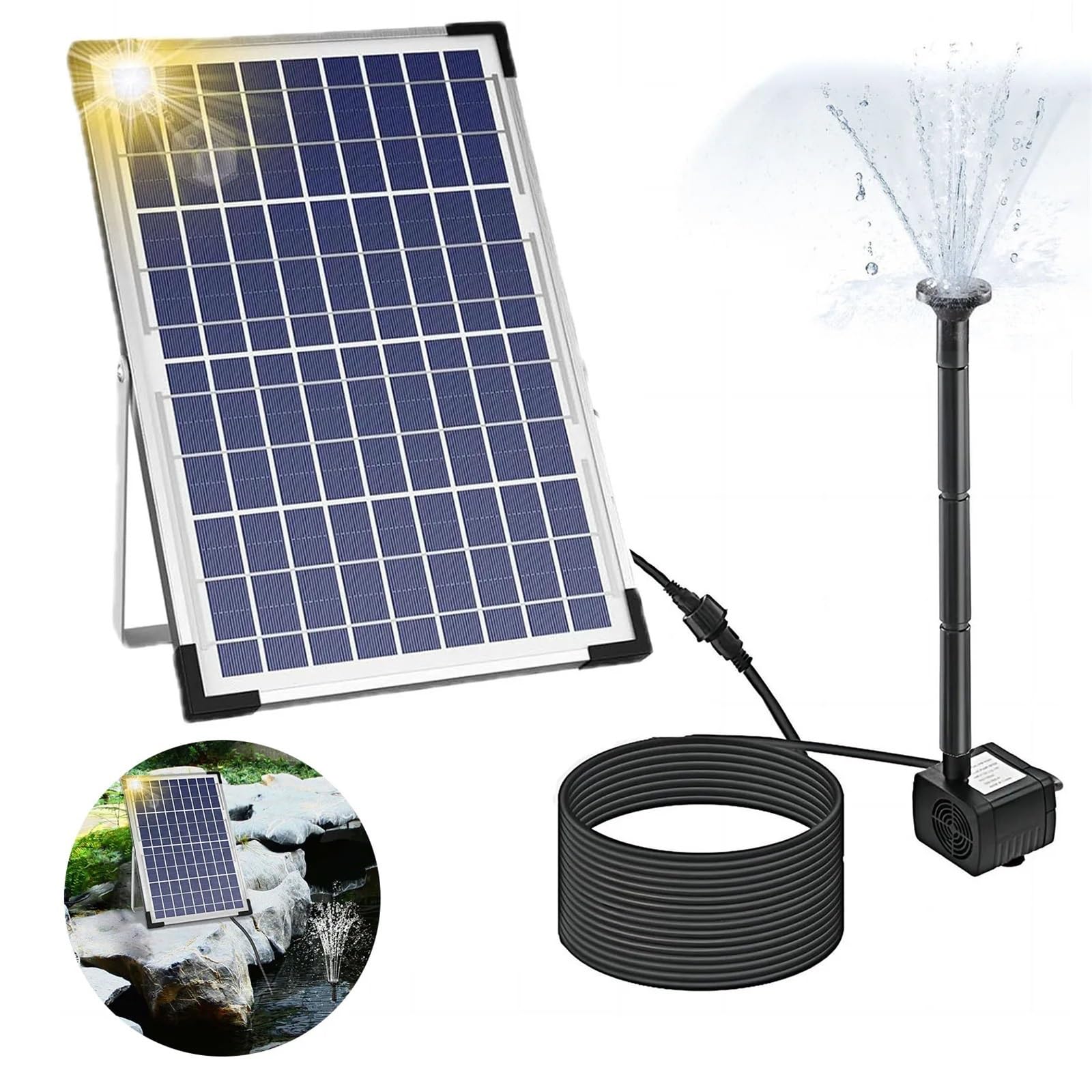 Bomba de Fuente Solar de 10 W con Panel Solar Grande y 3 boquillas, para baño de pájaros, pecera, Estanque pequeño, Bomba de Agua para jardín