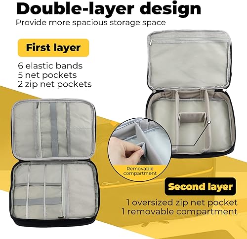 Miniatura 4 de Organizador de botellas de píldoras con 100 bolsas de píldoras transparentes, bolsa de medicamentos de 2 capas para viajes, organizador de