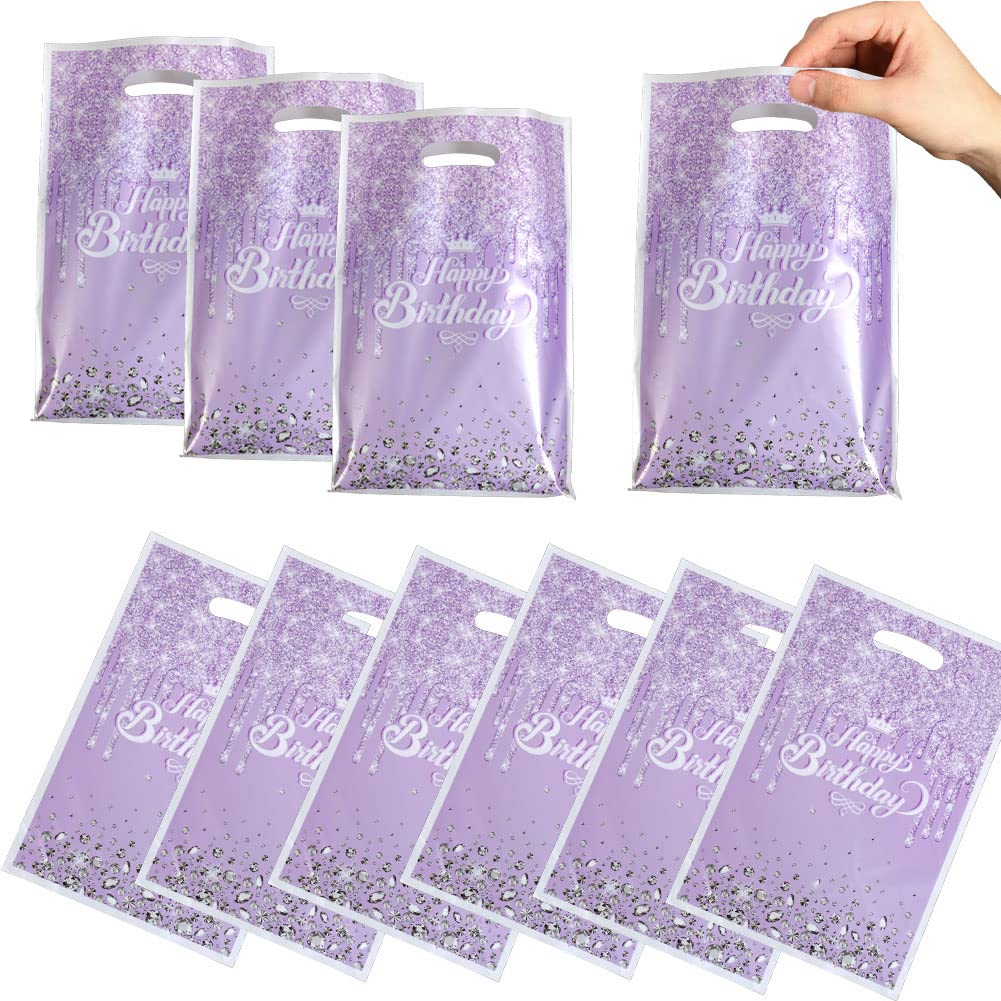 30 Packs Purple and silver Cute Party Gift Bags candy bags Purple and silver Glitter Diamonds birthday party supplies children's candy bags children's party supplies theme birthday party supplies (Purple and silver)
