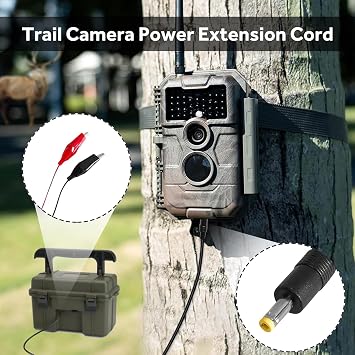 2 Durable, Non-Biting Power Cables for Trail Camera. Compatible with Tactacam Reveal X XB SK, Wise Eye, Covert cameras, sniper cameras, etc. 4.0x1.7mm DC plug, 79 inches