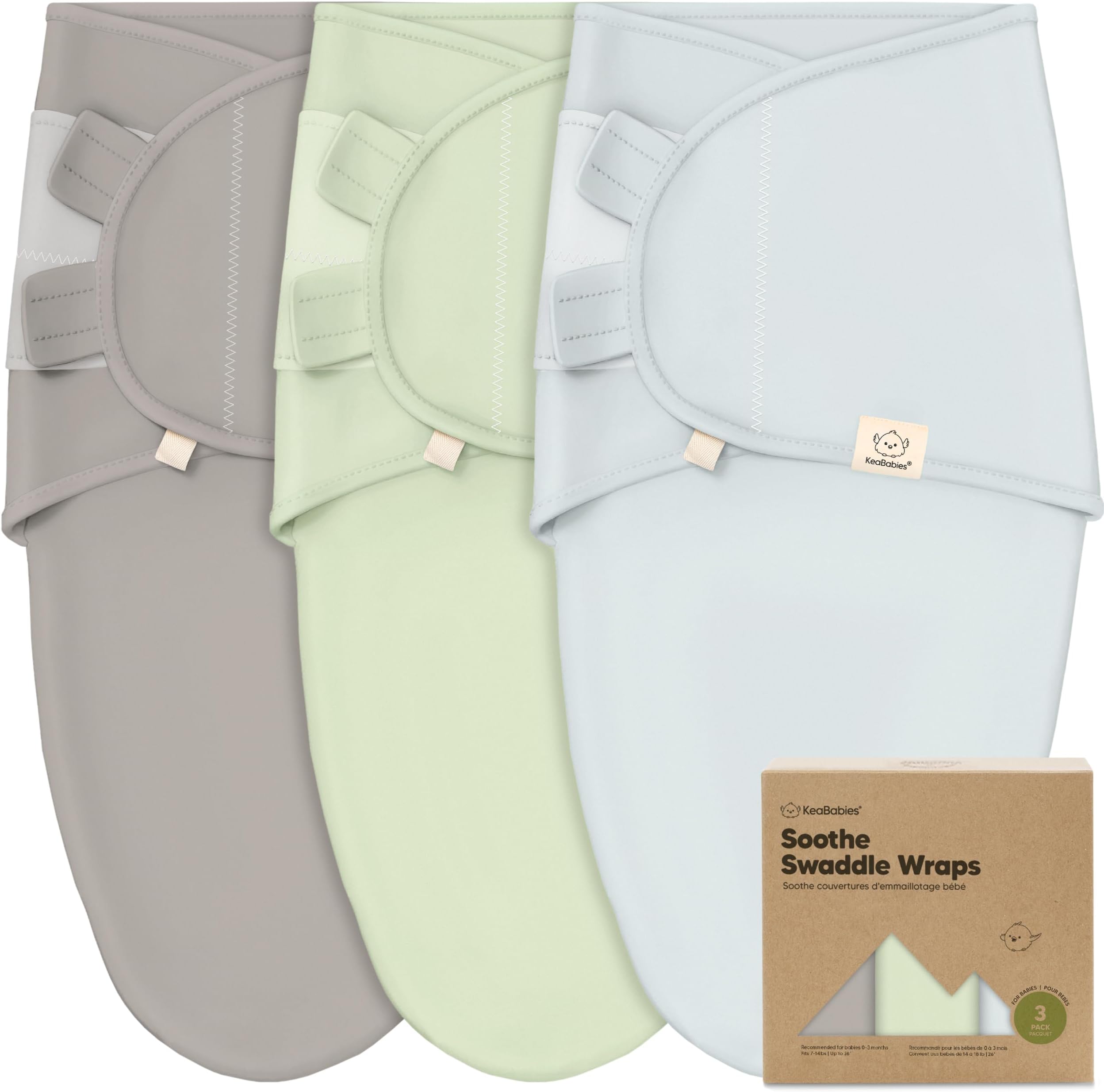 3-Pack Organic Baby Swaddle Sleep Sacks - Swaddles for Newborns, Infant 0-3 Months, Baby Girls, Boys, Soft & Snug Newborn Sleep Sack, Nursery Swaddling Blankets (Ripple, OS)