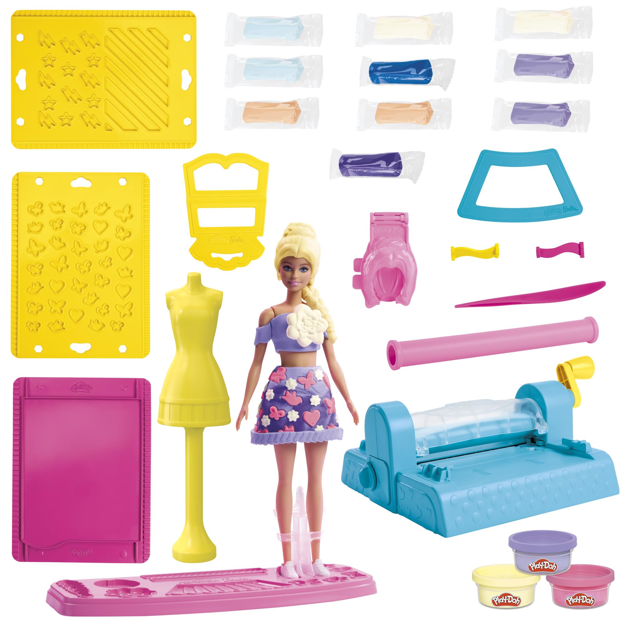 Play-Doh Barbie, Set de Juego Taller de Diseño, Creador de Ropa Personalizada para muñecas, Manualidades Infantiles, A Partir de 5 años