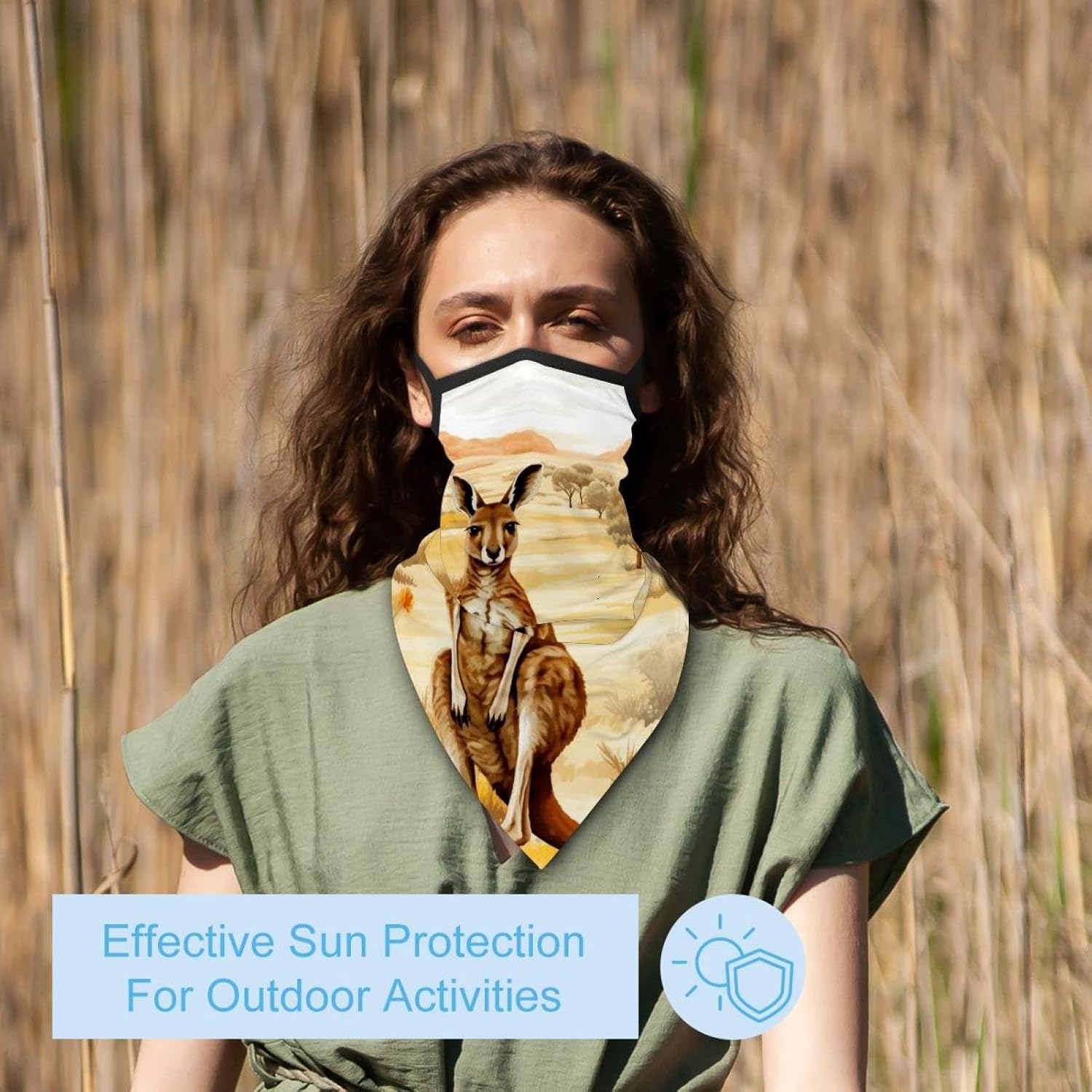4 Pack Kangaroo Fishing Neck Gaiter - UV Face Mask Sun Protection for Men & Women