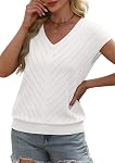 WIHOLL Short Sleeve Sweaters for Women Casual V Neck Spring Summer Tops Pullover Cap Sleeve Knit Sweater Vest Trendy 2026