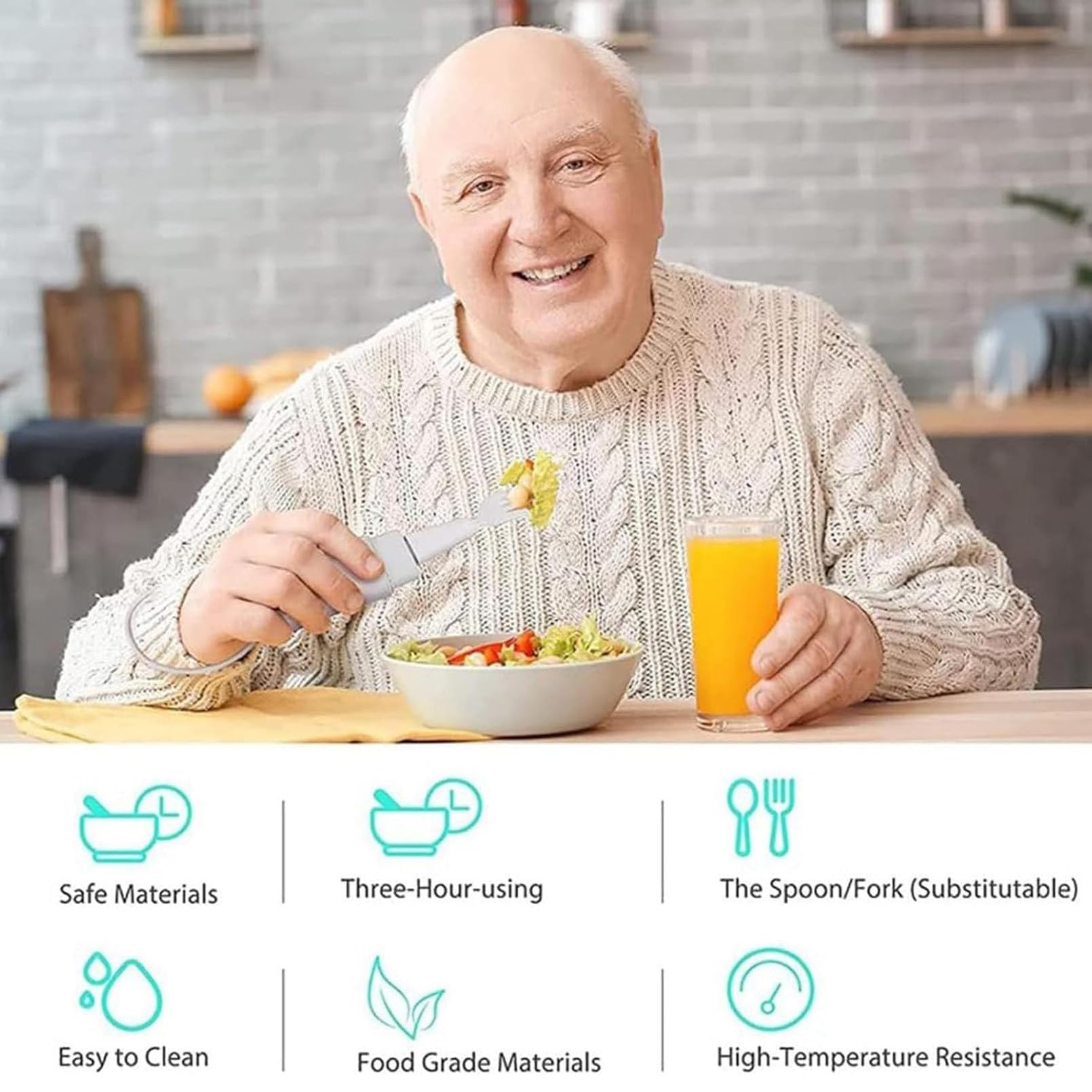 Cuchara adaptativa con tecnología de estabilización activa, herramienta inteligente de asistencia alimentaria para personas mayores