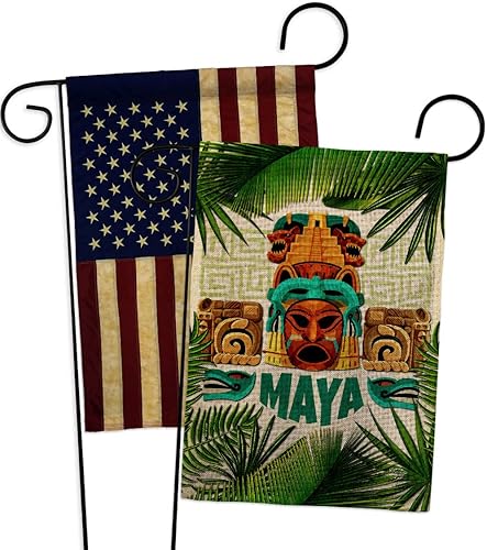 Ornament Collection Maya Burlap Garden Flag Pack Regional Mexico United Mexican States Country Particular Area Vintage Applique House Decoration