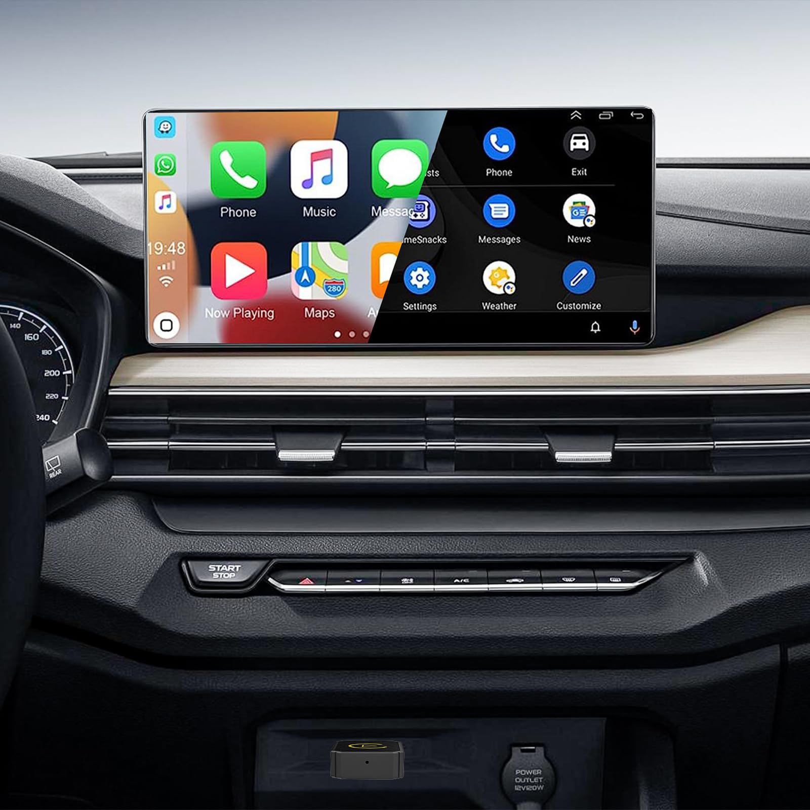 Adaptador inalámbrico para Android Auto & Carplay, Dispositivo inalámbrico 2 en 1 Que Convierte Android Auto/Carplay con Cable en inalámbrico para automóviles con AA y Carplay, USB C/A