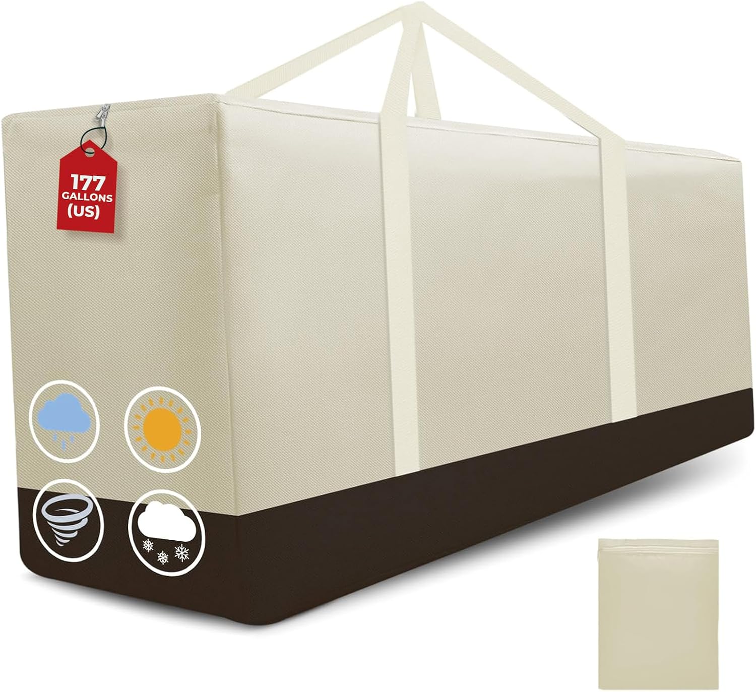 Cushion Storage Bag Waterproof Outdoor Cushions Storage Bag 68" L x 30" W x 20" H Large Patio furniture Cushion Storage Bags with Handle and Zipper (Beige, 1 Pack) 1 Pack Beige