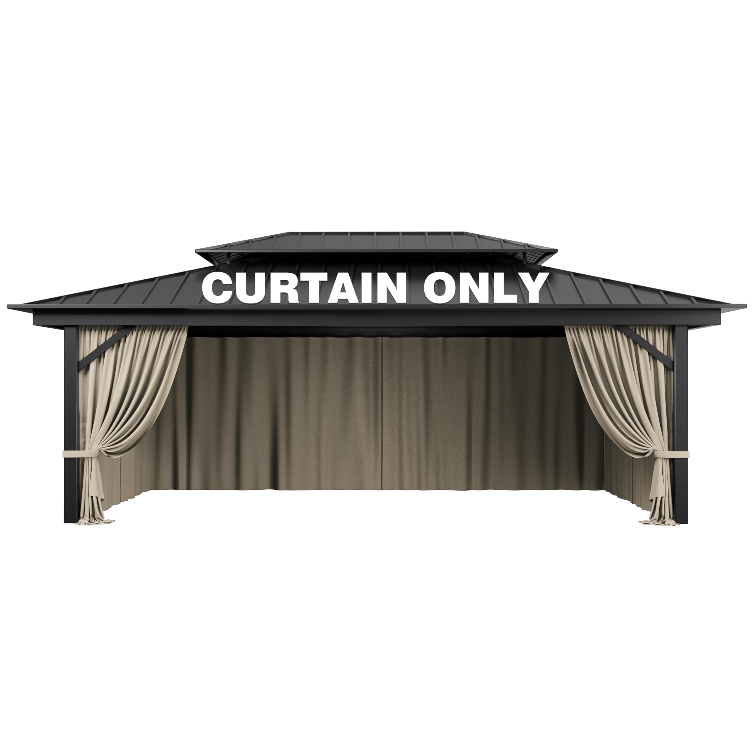 Photo 1 of **FACTORY SEALED** Pakunoda Outdoor Gazebo Curtain Replacement Universal 4-Panel Sidewalls 12' X 20',Outdoor Patio Waterproof Privacy Curtain with Double Zipper for Patio,Garden, and Backyard (Curtain Only)