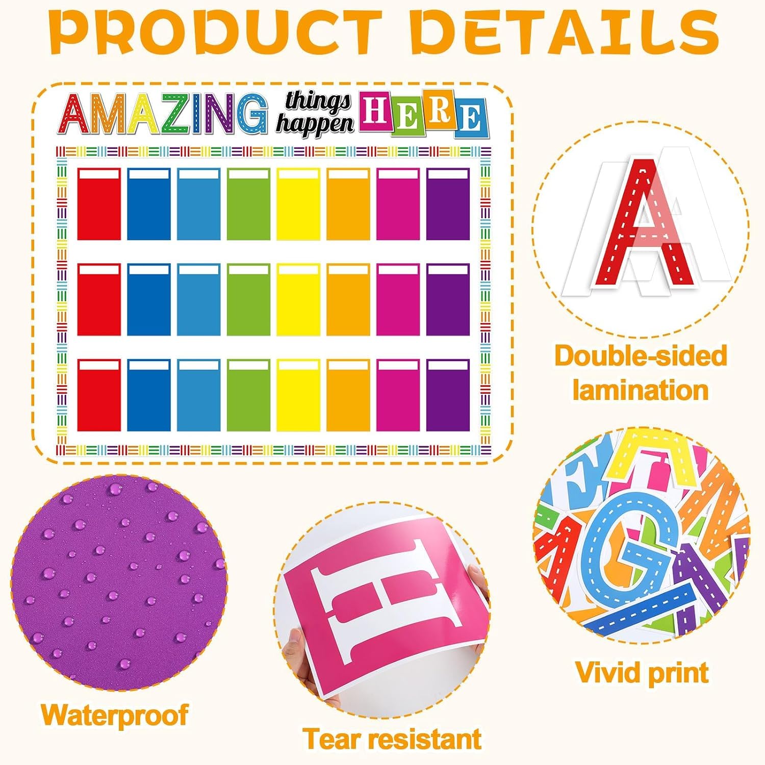 Student Work Display Bulletin Board Decoration Set Colorful Wow Works Display Cutouts Amazing Thing Happen Here Classroom Decor for Teacher Student Back to School Motivational Chalkboard Wall Supplies image 3