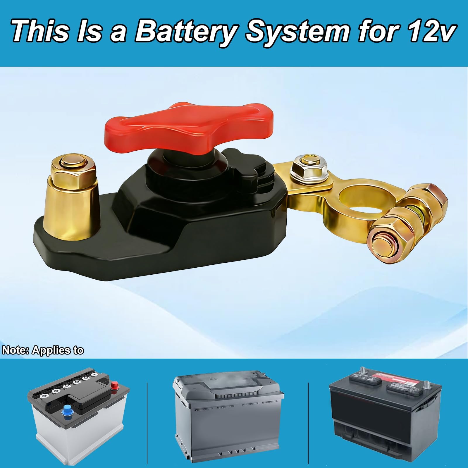 Interruttore di disconnessione per batteria auto, trasmissione stabile, regolabile, in rame puro ad alta conduttività, interruttore di sicurezza intelligente da 12V per auto, camper, camion e