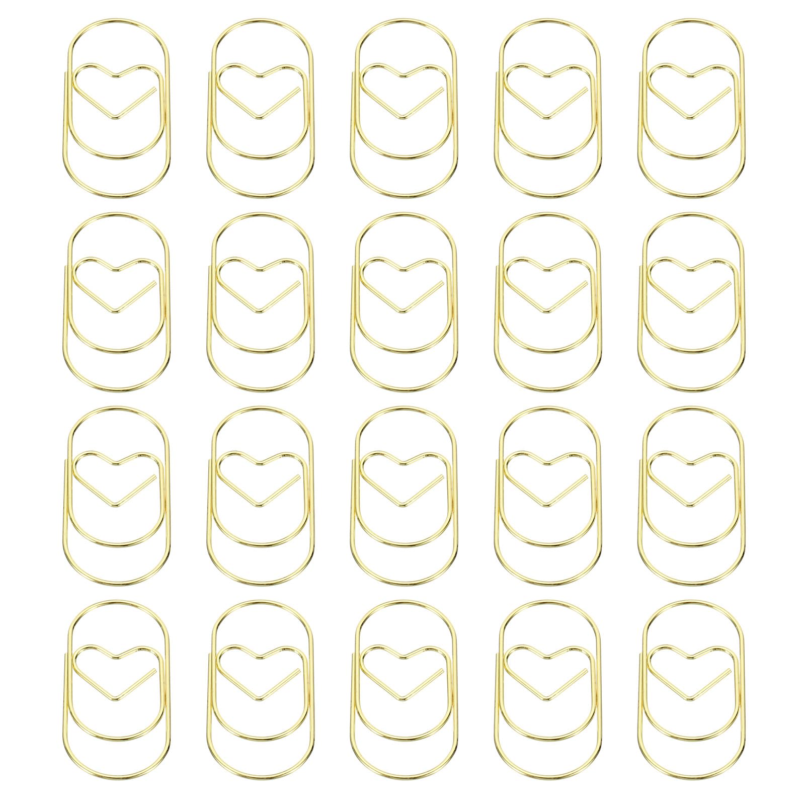YOKIVE 20 Pcs Paper Clip, Heart-Shaped Clips, Keep Table Neat, Great for Office Art, Home, Daily Use (Gold Tone, 2-inch)