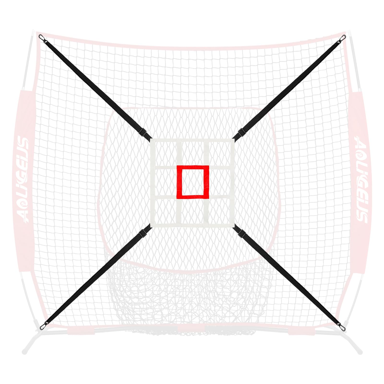 AOLIGEIJS Adjustable Strike Zone Target for Baseball Net, Practice Throwing and Hitting with Accuracy,for 6x6,7x7 or 8x8 Foot Nets (Strike Zone Pro, White+Red)