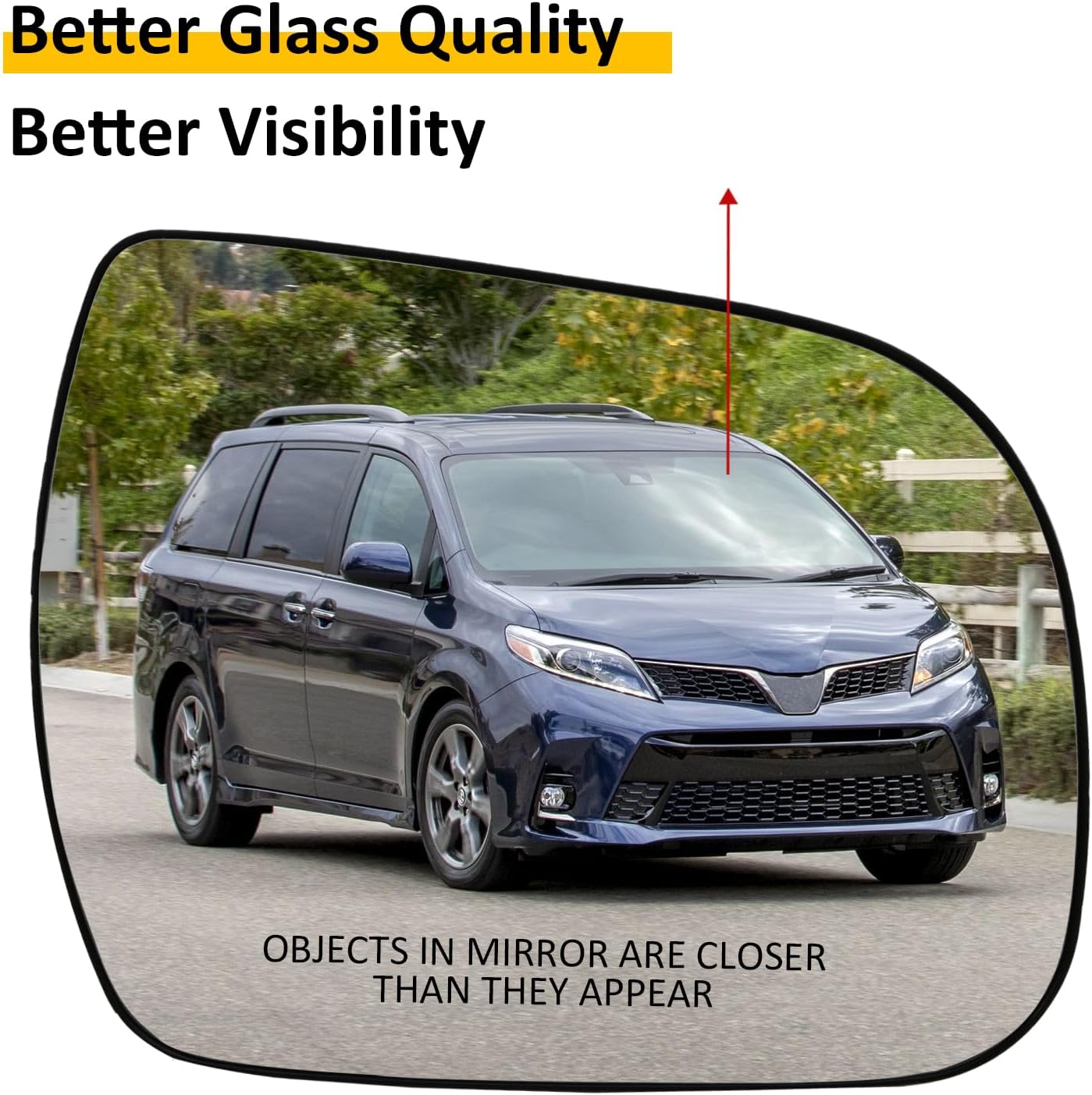 Passenger Side Mirror Replacement for Toyota Sienna 2011 2012 2013 2014 2015 2016 2017 2018 2019 - Right Side Mirror Glass, Rear View Mirrors Glass with Power Heated