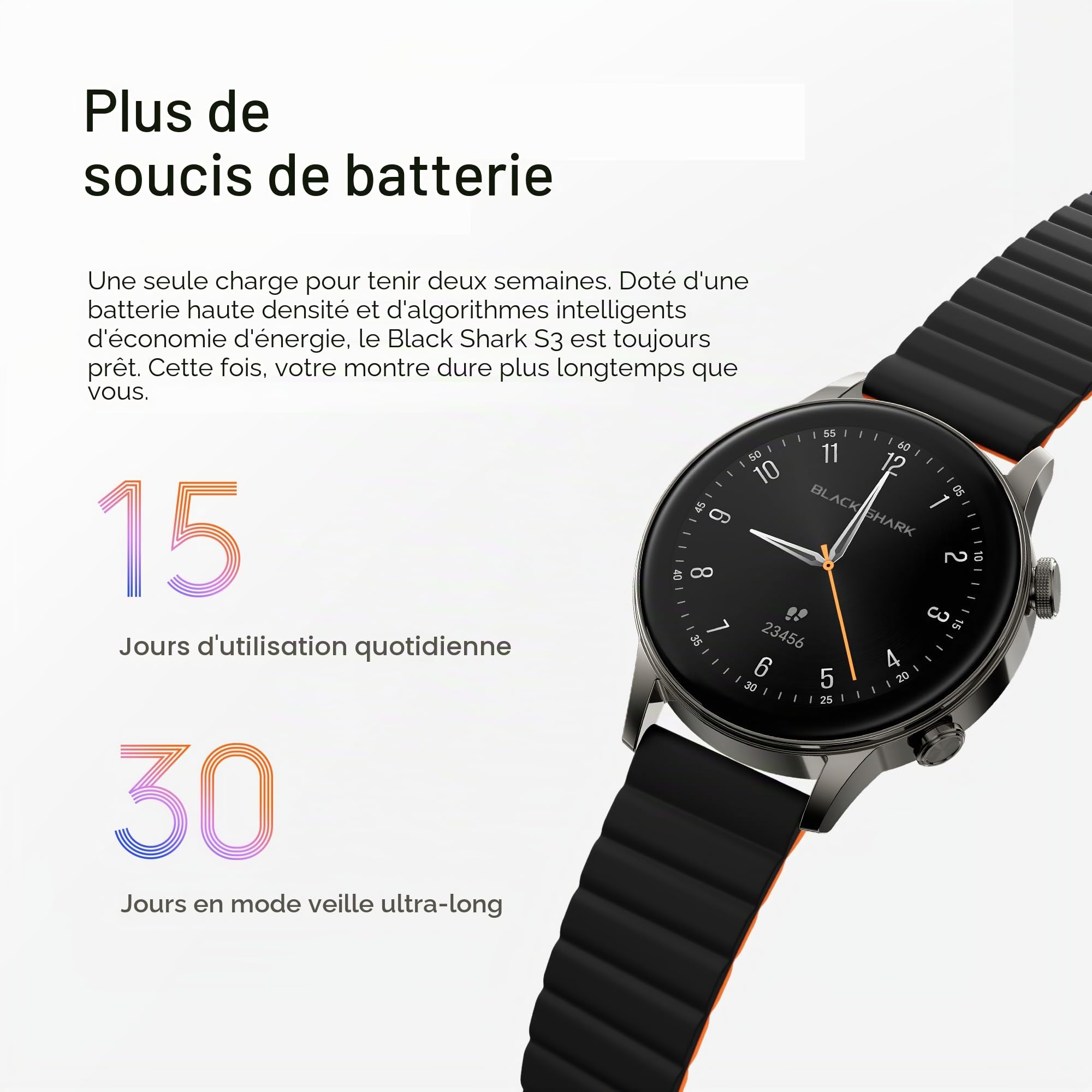 Black Shark S3 Montre connectée avec bracelet magnétique, appels Bluetooth ENC Watches, AMOLED 1,43", 150+ modes sportifs, GPS, batterie 15 jours, suivi de santé, argent