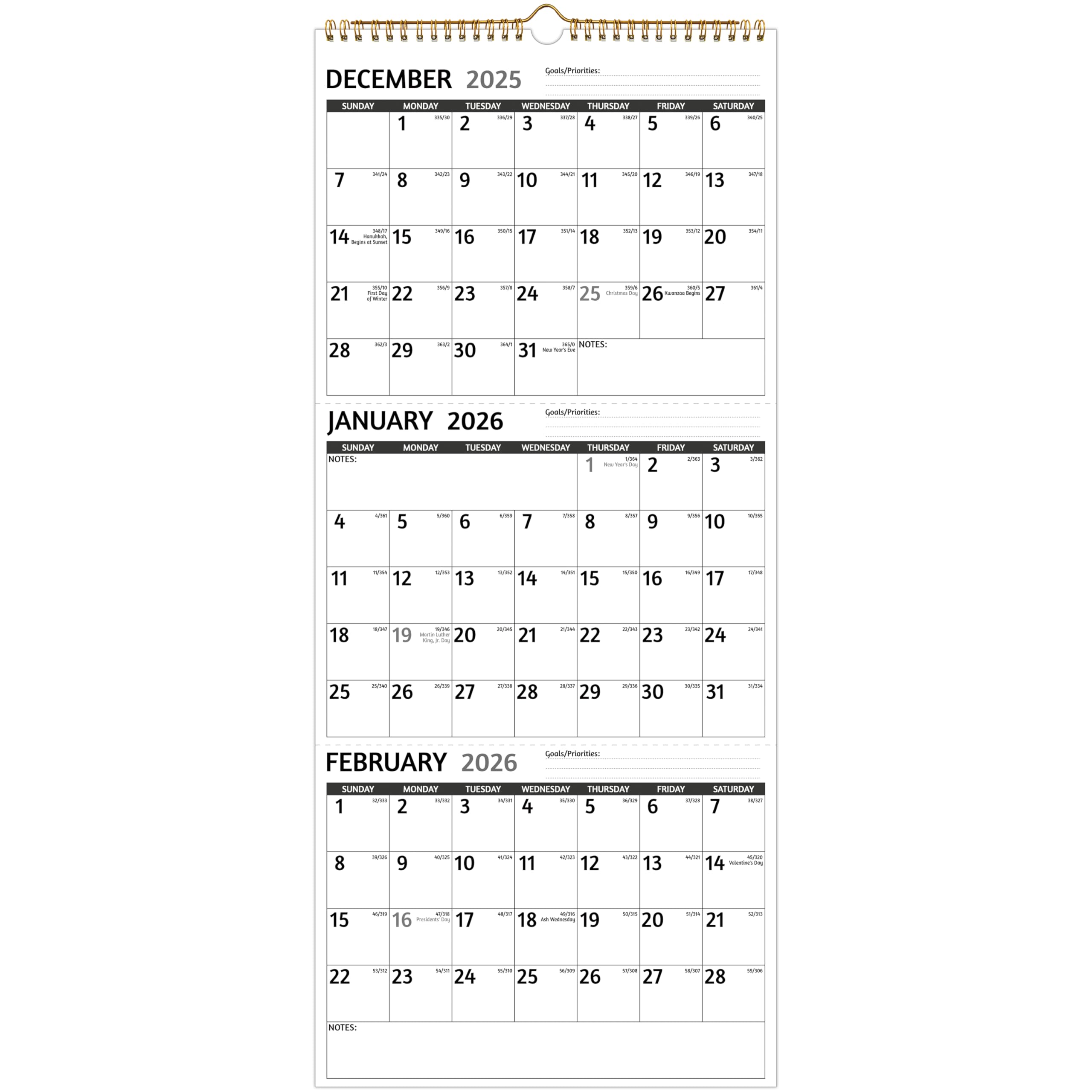 Amazon.com: 2026 Wall Calendar - 3 Month Calendar 2026 Vertical