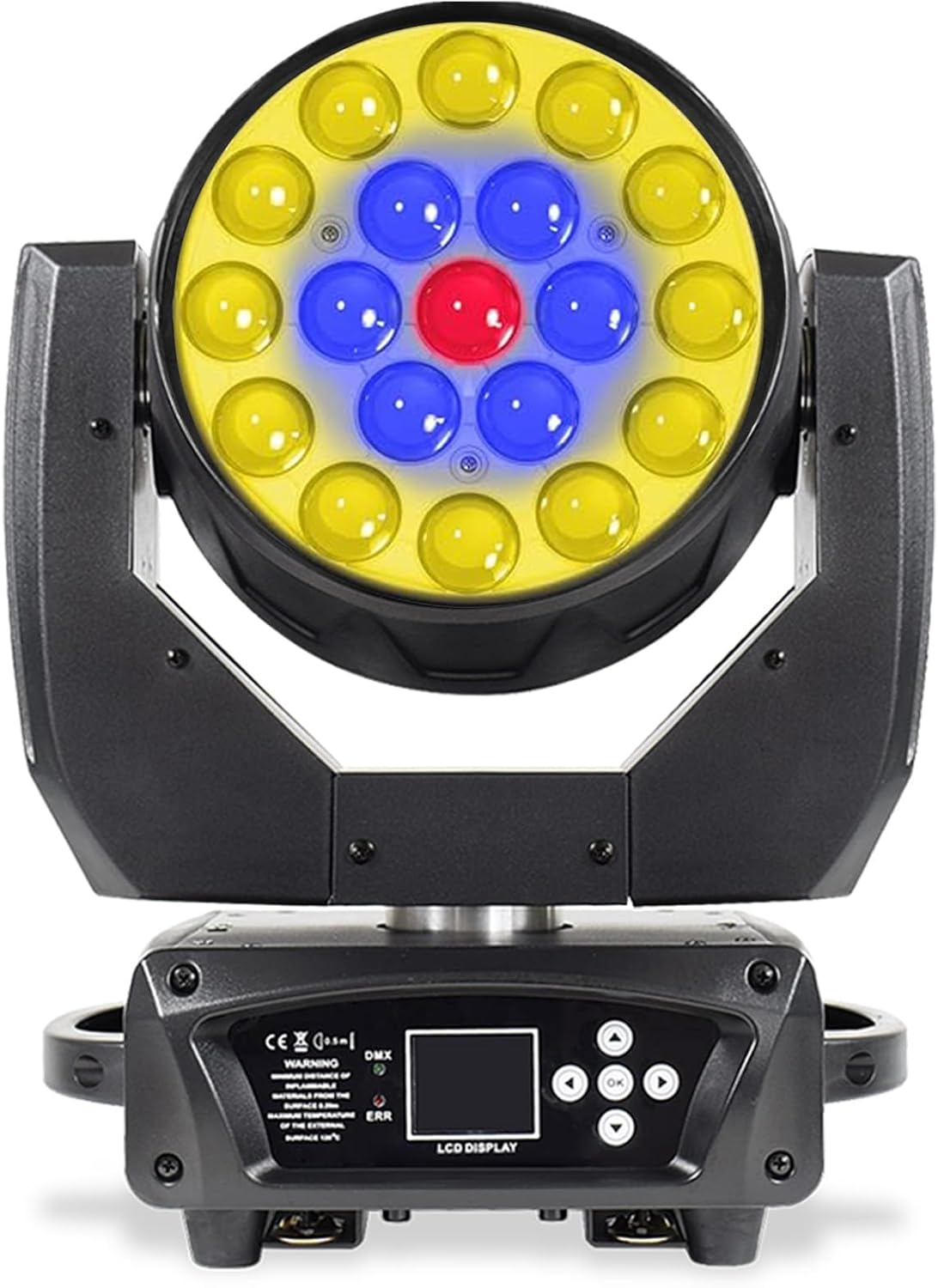 DJCLUB Moving Head DJ Lighting 19x15W Zoom Beam Wash DMX Light Lyre RGBW 4In1 DMX Effect LED Dance Party Lights Sound Activated for Stage Wedding DJ Disco Bar Nightclub Show