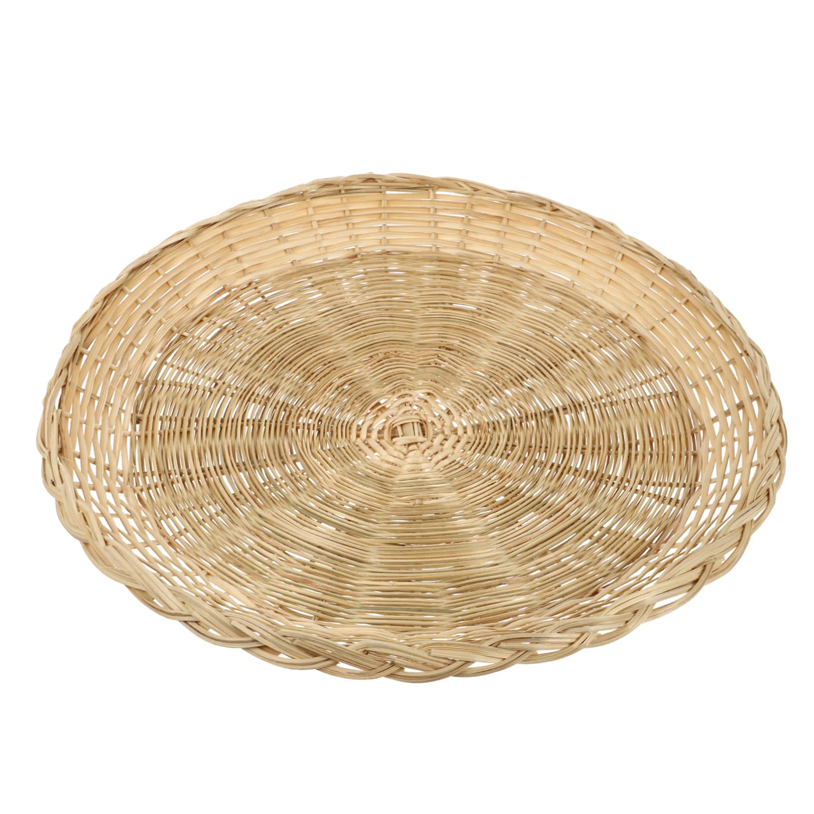 VINTORKY 1pc Dessert Plate Woven Snack Dish Serving Tray Flat Basket Tray Fruit Basket Seagrass Rattan Serving Fruit Plate Household Storage Basket Bread Holder Khaki Weaving