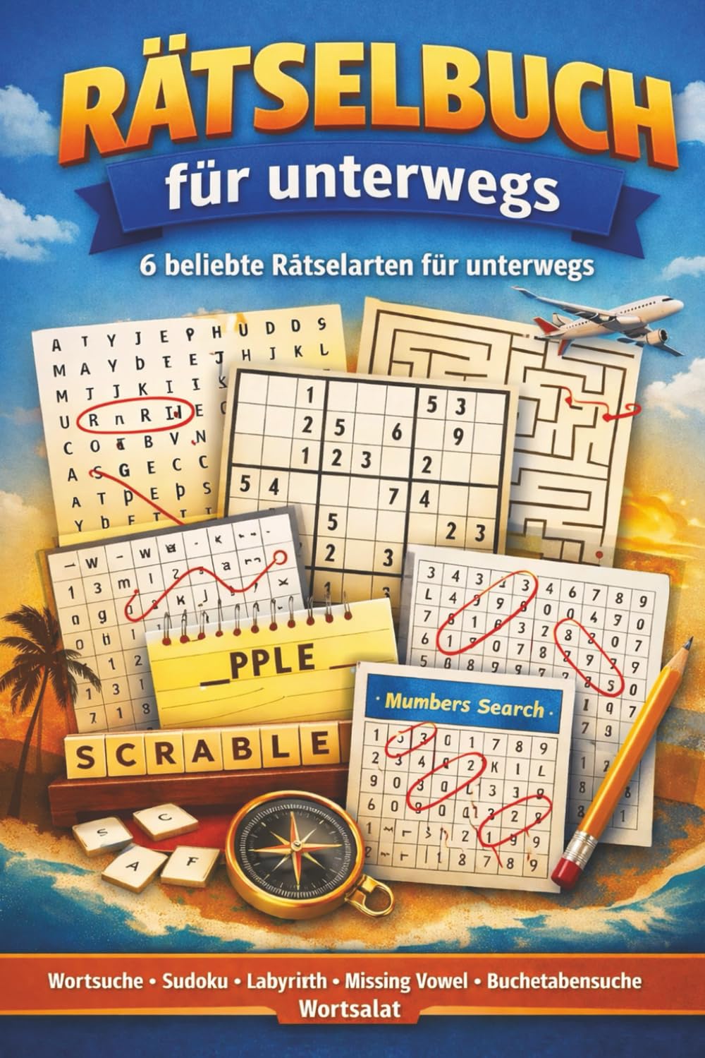 Rätselbuch für unterwegs: Wortsuche, Sudoku, Labyrinthe, Wortsalat & Zahlenrätsel – Entspannter Rätselspaß für unterwegs (Eine Rätselbuch-Serie für ... Denkspielen für Kinder und Erwachsene.)