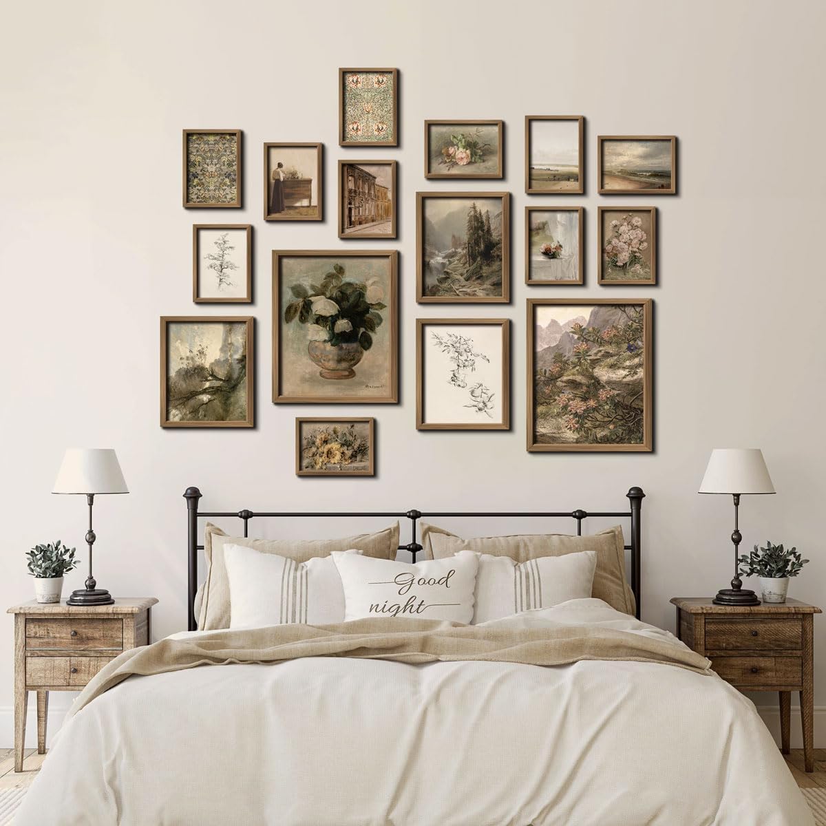 16 PCS Framed Vintage Wall Art Decor, French Country Farmhouse Gallery Wall Frame Set Prints for Bedroom Bathroom, Rustic Landscape Posters for Living Room Aesthetic, Cottagecore Dorm Home Collage Kit 12"x15" Framed Vintage tan image 7 of 7 B0CQYTDHSV