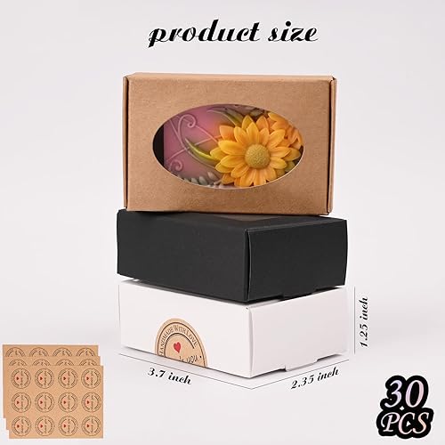Miniatura 2 de Moukiween 30 cajas de jabón para jabón casero, cajas de jabón de 3.54 x 2.36 x 1.2 pulgadas con ventana, cajas de embalaje de jabón Kraft de 3
