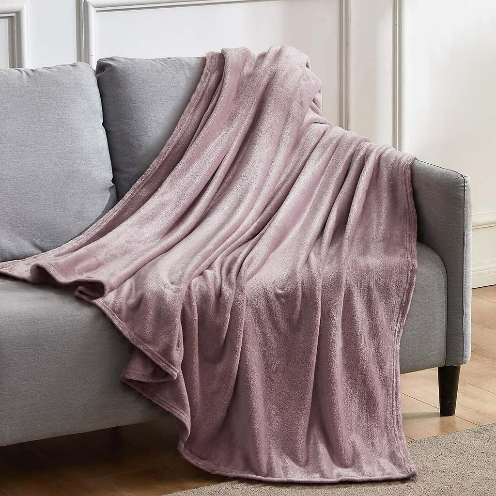 Lizzie Jacobs Mauve Flannel Sherpa Throws Super Soft Luxurious Teddy Fleece Warm Cosy Sofa Settee Bed Blankets Throws ( Double - ), 150X200cm